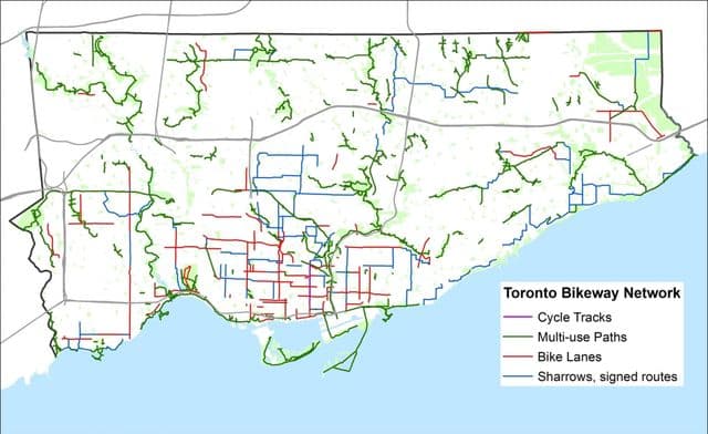 Plan des pistes cyclables de Toronto