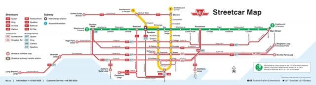 Plan des stations de tramway de Toronto