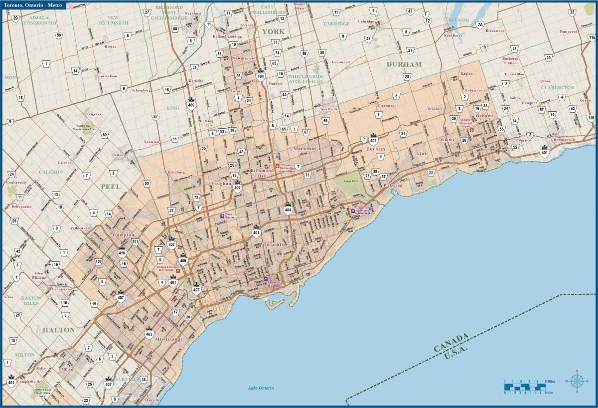 Plan des routes de Toronto