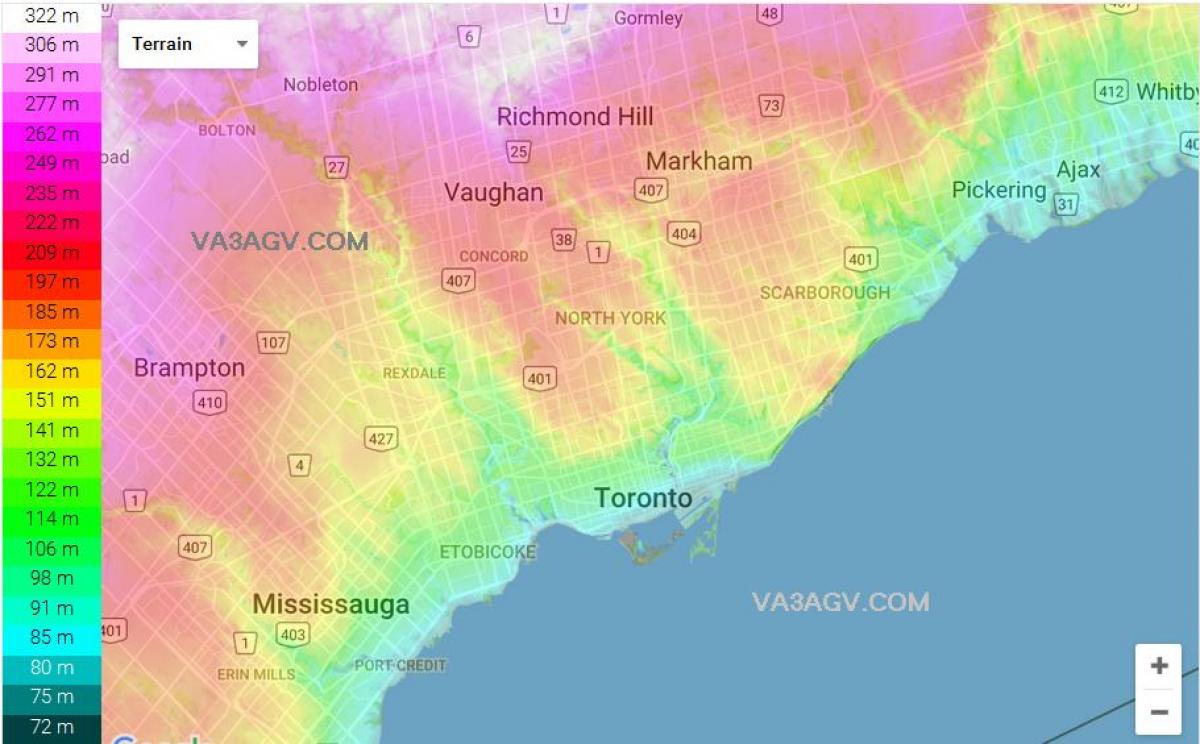 Plan de l'altitude de Toronto
